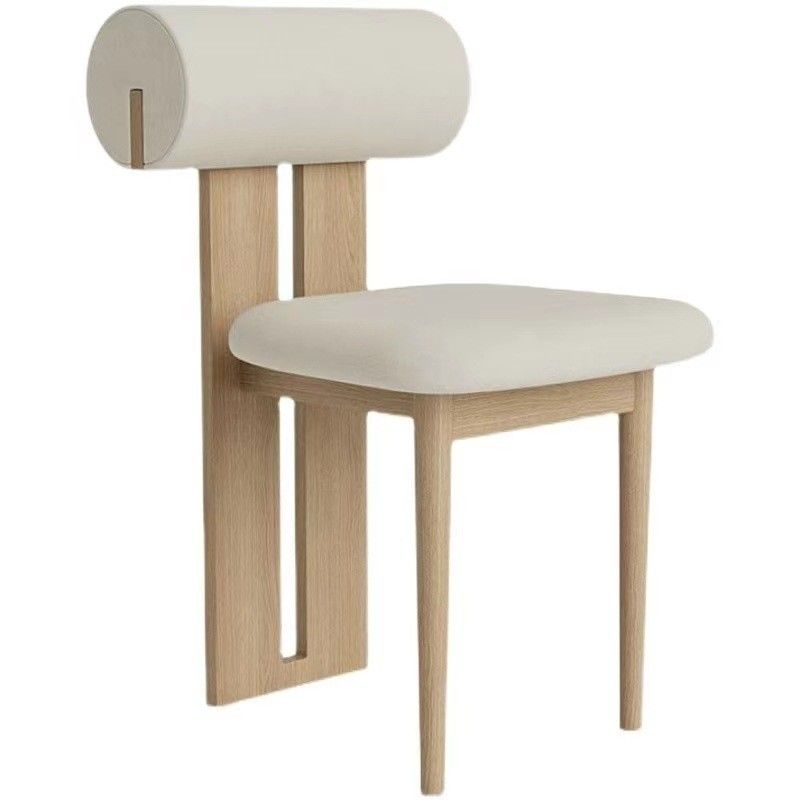 Vintage Solid Wood Dining Chair with Lacquered Finish and Removable Sponge Cushion