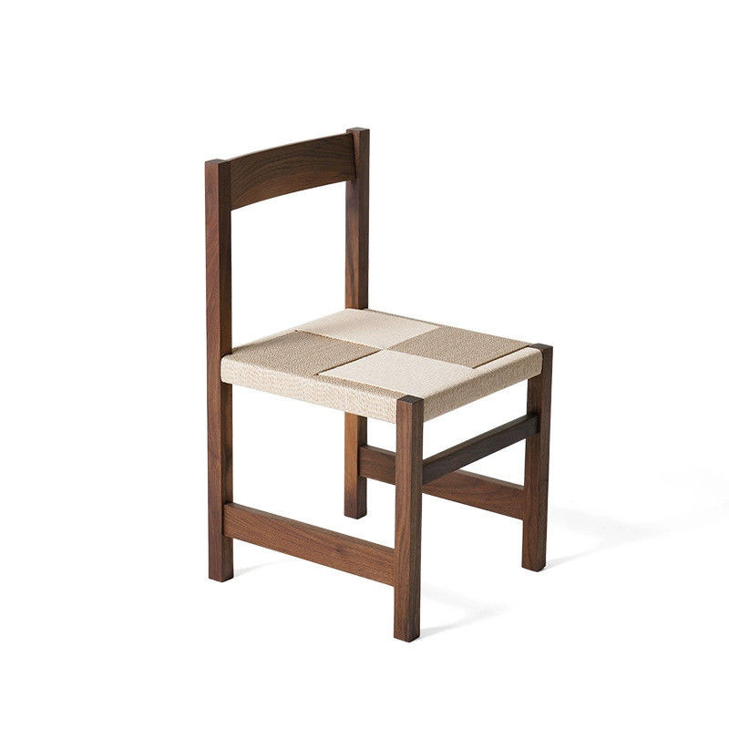 Natural Color Woven Rope Solid Wood Braided Seat Dining Chair For Restaurant With Exquisite Craftsmanship