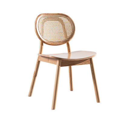 Vintage Luxury Hotel Rattan Solid Wood Furniture Dining Chair for Restaurant in Black