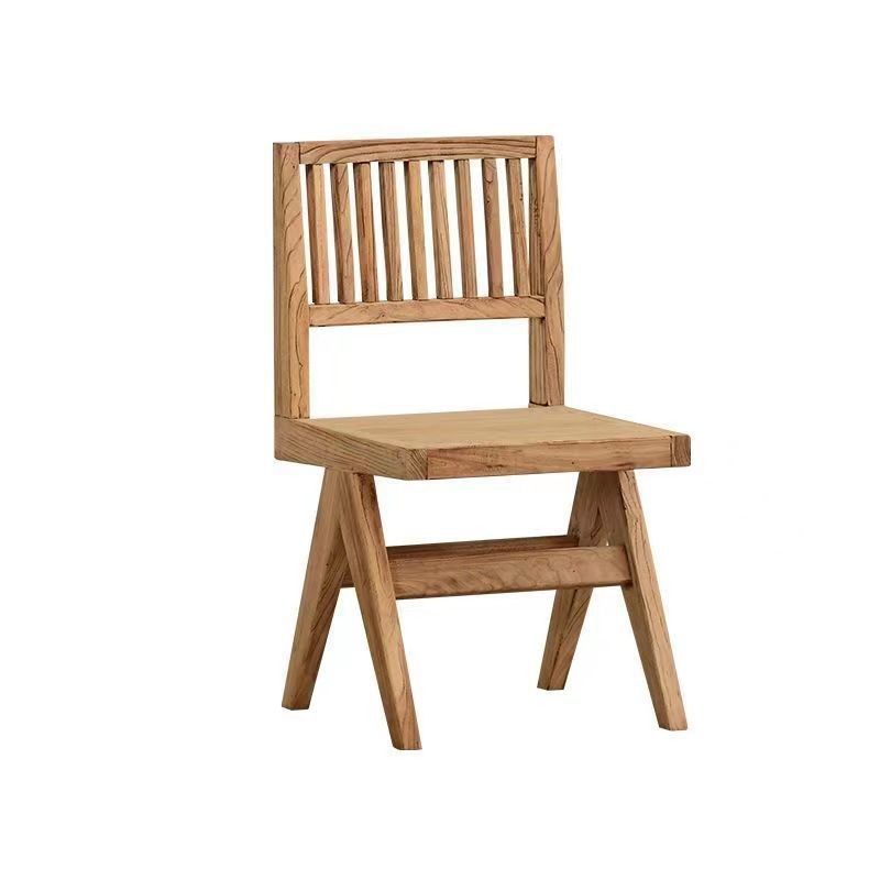 Vintage Luxury Elm Solid Wood Dining Chair in Walnut Finish for Customized Designs Furniture