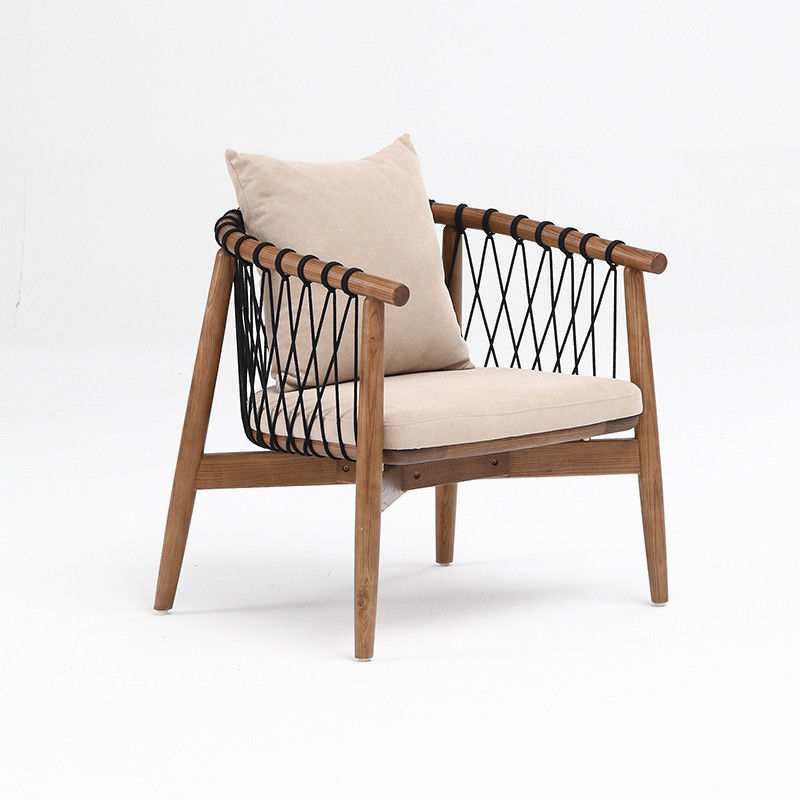 Mail Packing Y Nordic Lounge Wood Sofa Leisure Chair Woven Rope Solid Wood Chair With Armrest for Hotel