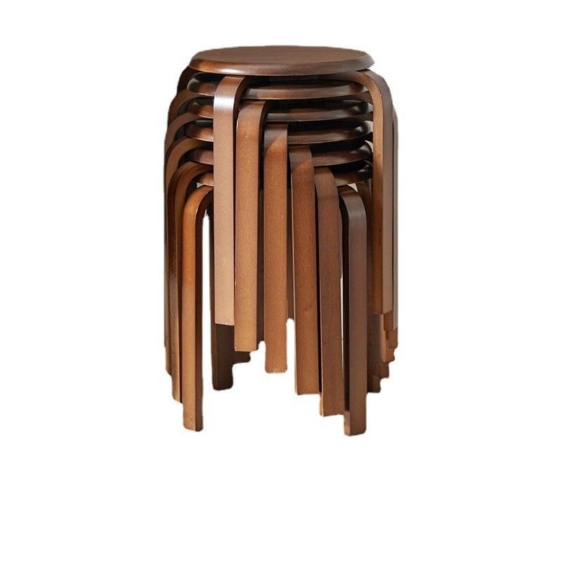OEM Service Accepted Fashion Simple Stool Modern Household Small Round Solid Wood Stackable Chairs Wood Stool Curved Wood Stool