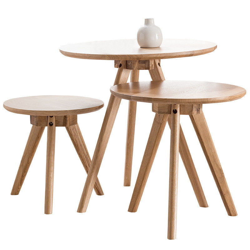 Modern Design Round Solid Wood Coffee Table for Living Room W32/40/50*D32/40/50*H30/40/51CM