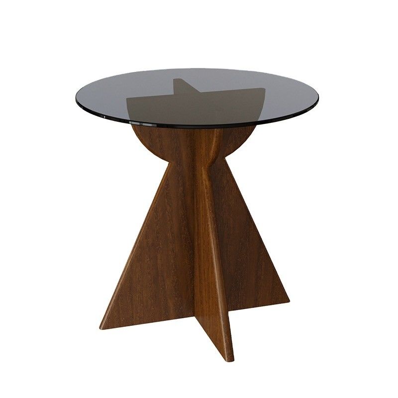 Solid Wood Round Side Glass Top Table Coffee Table For Living Room Design General Home Furniture Lacquered Finish
