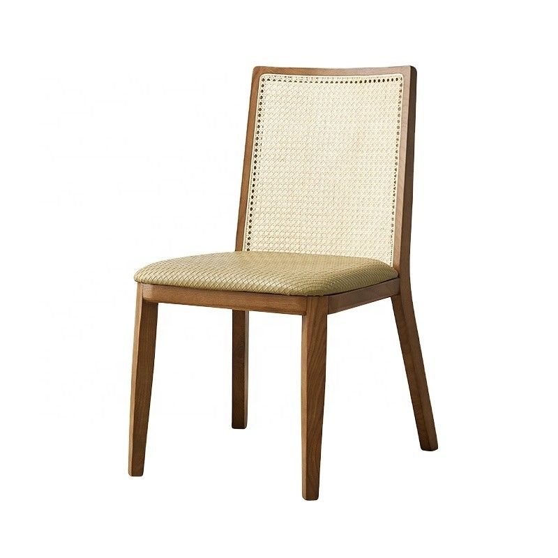 Nature Modern Wood Dining Arm Chair with Rattan in Popular Colors