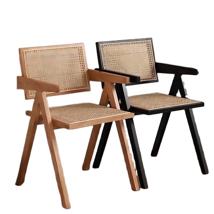 Morden Dining Fruniture Specific Dining Chair for Vintage Garden Cane Rattan Wicker Wooden Armchair in Hotel Dining Room