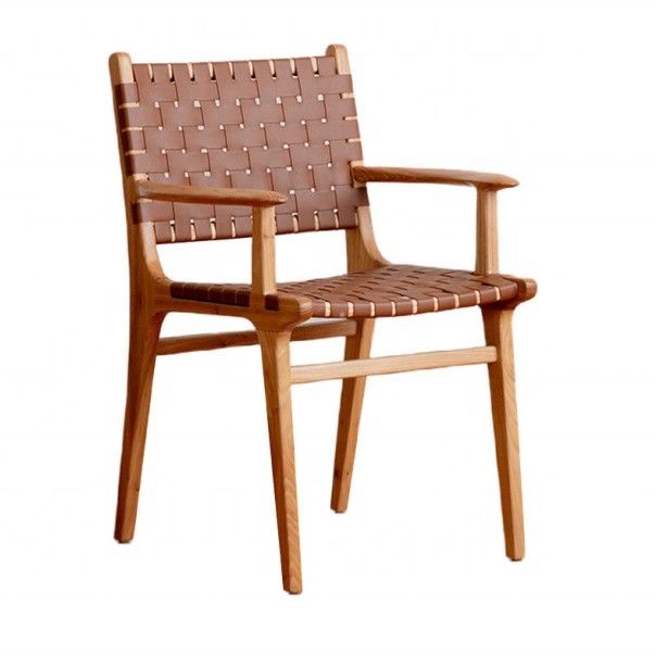 Mail Packing N Modern PU Leather Seat and Back Wooden Dining Chair with/without Armrest