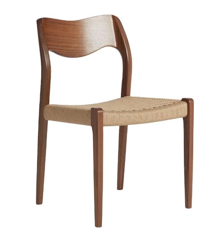 Living Room Furniture Hand Woven Cord Dining Chair in Walnut Color with Solid Wood Frame