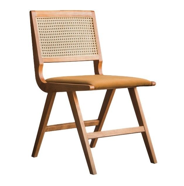 Nordic Design Style Modern Upholstery Chair Natural Rattan Solid Wood Dining Chair For Restaurant Hotel