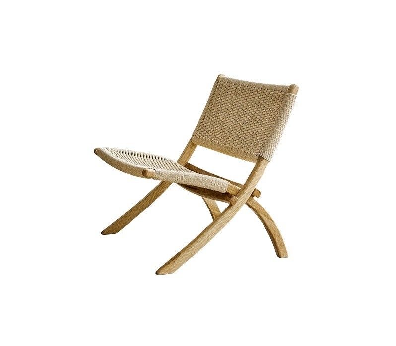 Hotel Living Room Furniture Nordic Style Solid Wood Leisure Chair with Woven Cord and Foldable Design