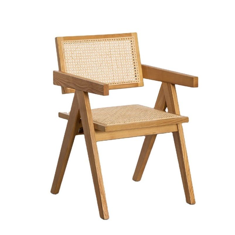 Customize Natural Sturdy Rattan Cover Material Modern Solid Wood Dining Chair for Restaurant Hotel