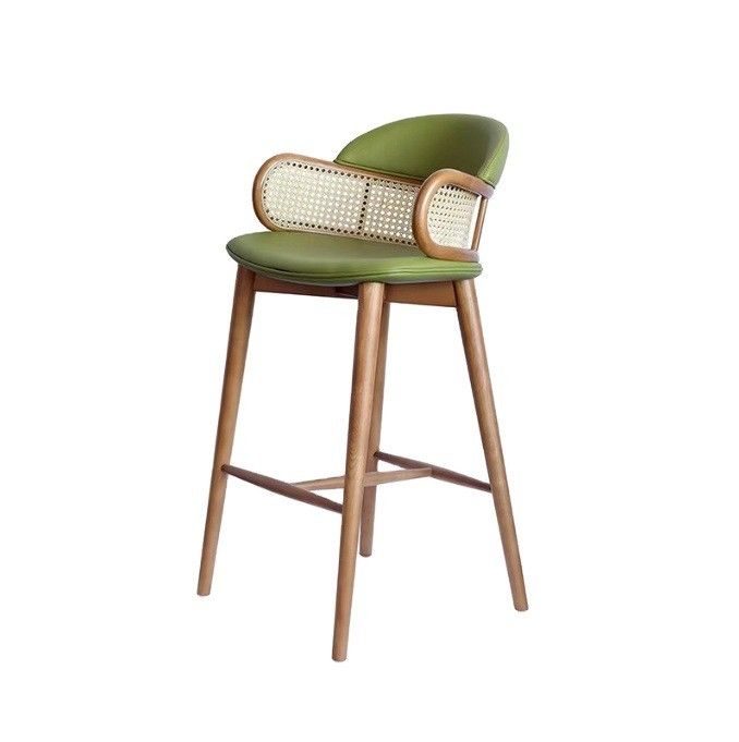 Modern Wood Bars Chairs Rattan High Bar Stools for Kitchen Dining Room Restaurant Green/Orange and Commercial Furniture