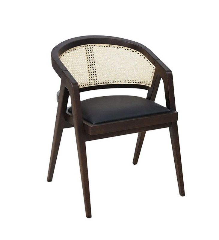 Living Room Furniture Japanese Style Solid Wood Rattan Fabric Single Dining Chair with Modern Design