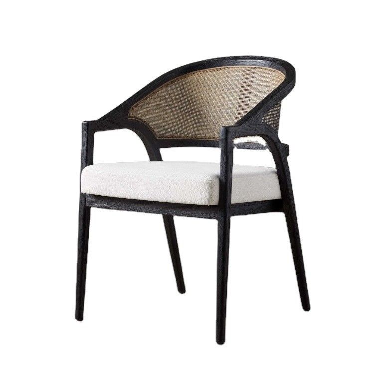 Simple Nordic Design Modern Solid Wood Rattan Fabric Dining Room Chair for Morden Restaurant