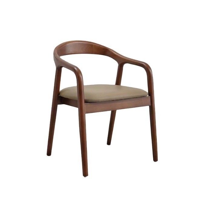 Nordic Modern Wood PU Leather Dining Wooden Living Room Furniture With Armrest For Customized Color in Office Building