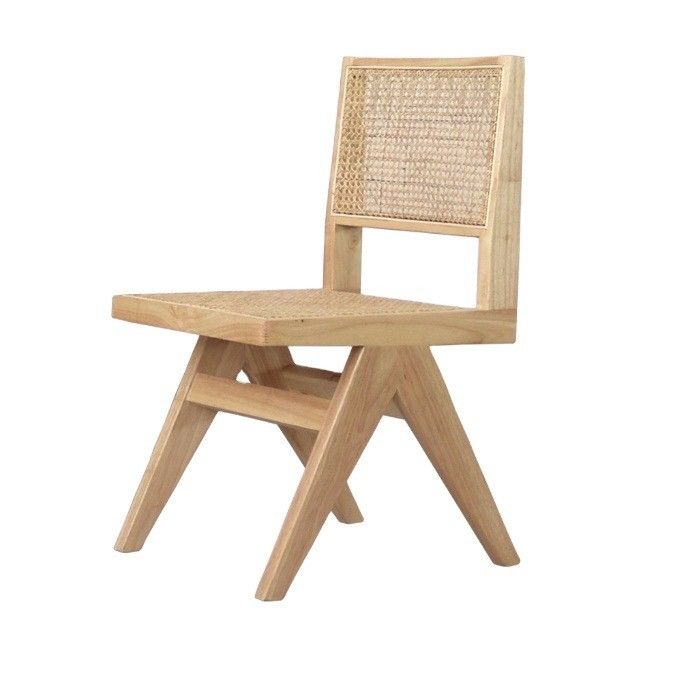 Hall Modern Simple Solid Wood Rattan Backrest Dining Room Chair For Living Room Furniture Rubber Wood