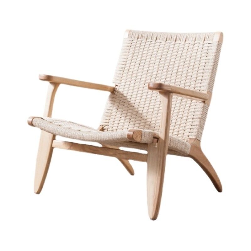 Modern Style Living Room Furniture Solid Wood Dining Chair with Woven Cord Seat and Wooden Arm in Natural/Walnut/Black