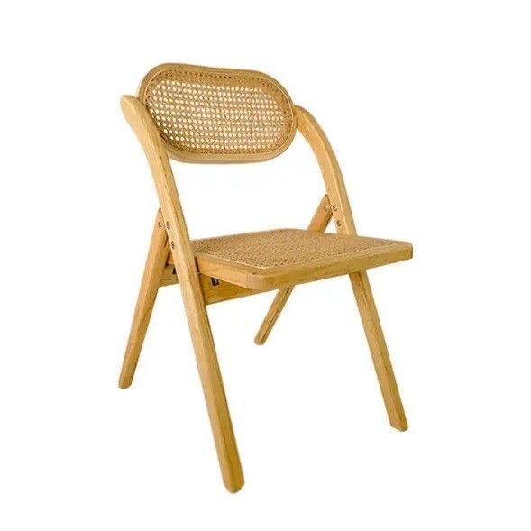 General Home Furniture Sturdy French Modern Style Foldable Chair Rattan Back Solid Wood Dining Chair Folding Chair