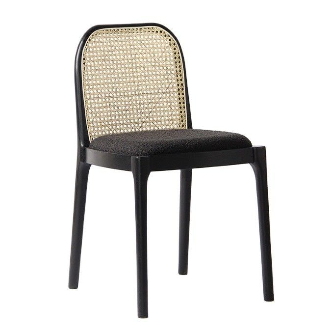Lamb Wool/Velvet Rattan Dining Chair W47*D50*H78CM Luxury Modern Wood for Living Room Furniture