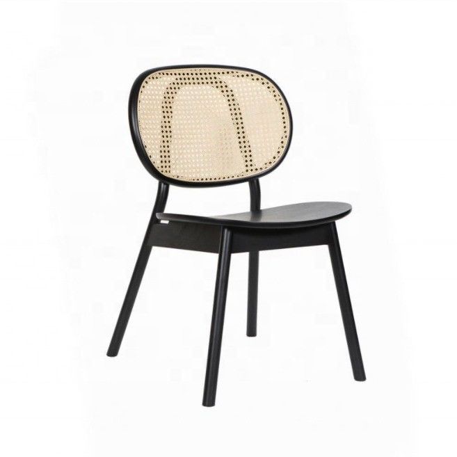 Nordic Handmade Wooden Dining Room Wicker Chair Rattan Chair Without Cushion Garden Livingroom Chair in Customized Size