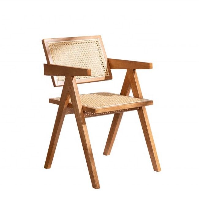 OEM Service Accepted Dining Room Furniture Designer Nordic Solid Wood Rattan Chair with Backrest