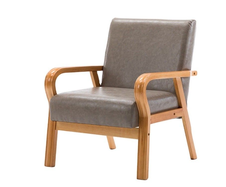 Home Furniture Lounge Modern Wood Arm Chair Sofa Chair with PU Leather/Fabric Cover Material Mail Packing N