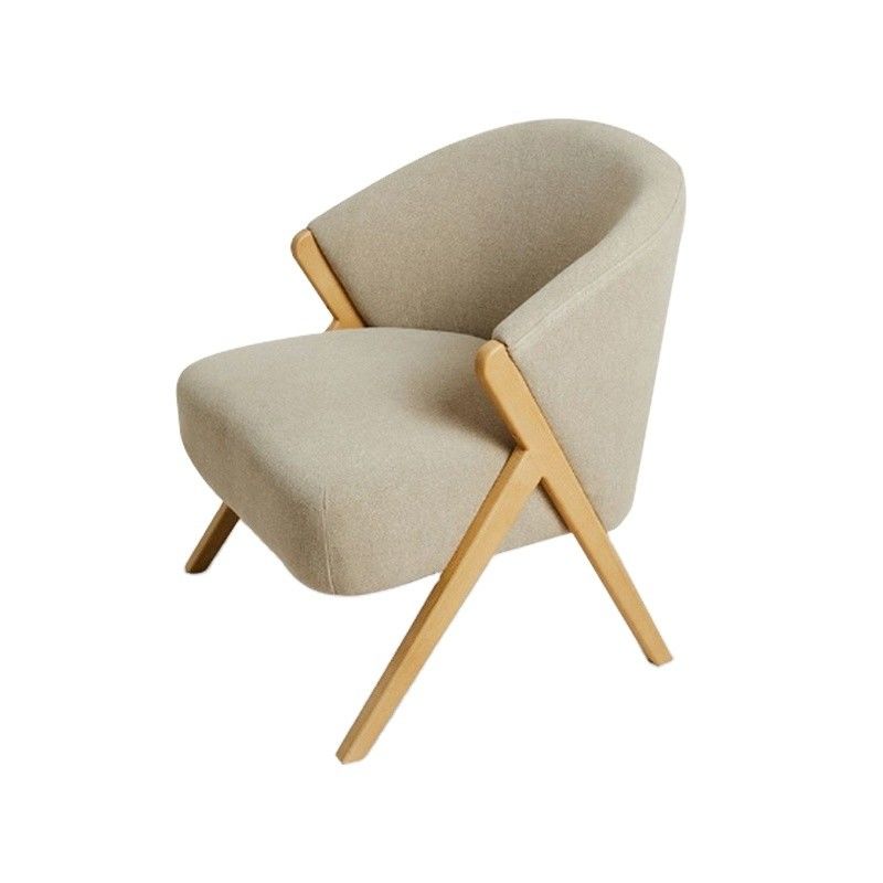 Apartment Living Room Furniture Modern Nordic Wood Chair with Velvet Lamb Wool and Wooden Sofa in Hotel Design