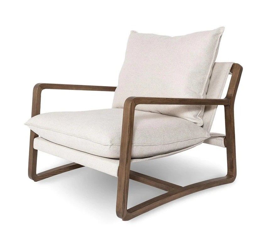 Upholstered Solid Wood Chair Leisure Lounge Chair for Living Room W71*D91*H76cm in Oak Wood Frame