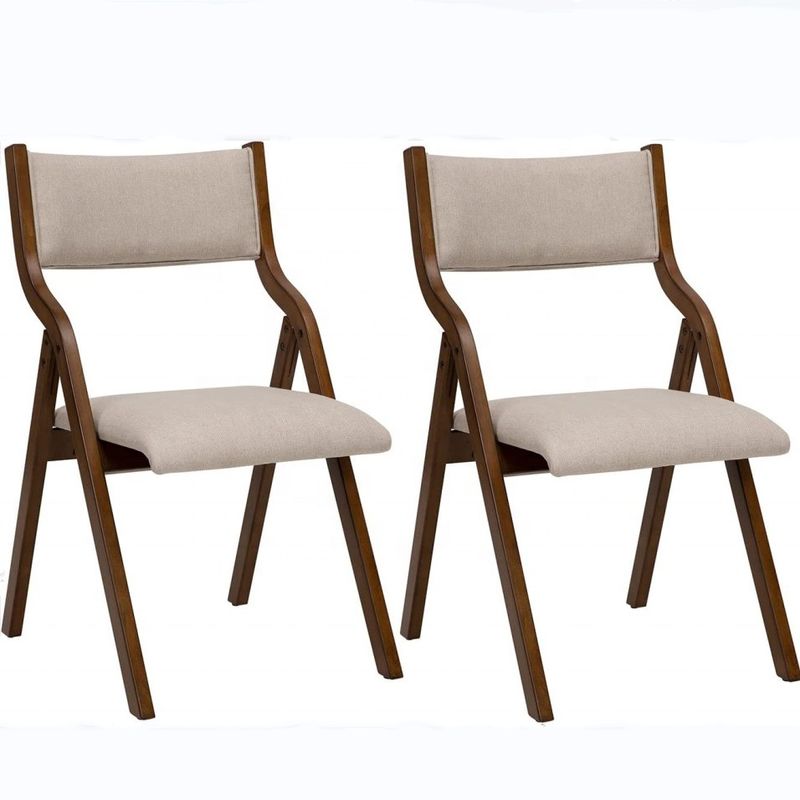 NC/PU Paint Finish Wooden Legs Fabric Upholstered Dining Foldable Chair for Restaurant Suppliers in Bulk