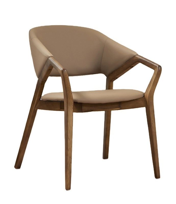 2023 Modern Design Solid Wood PU Leather Dining Room Arm Chair for Cafes Add Charm to Your Restaurant
