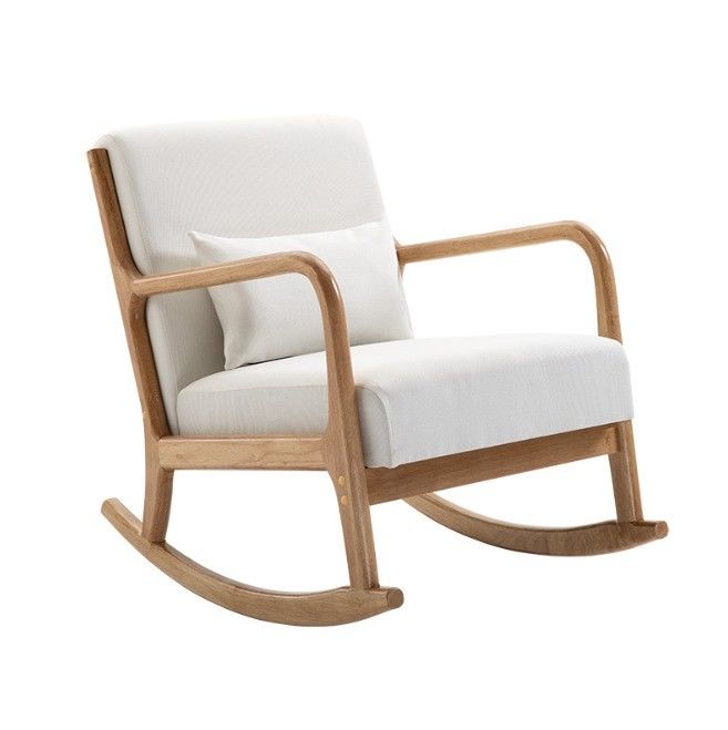 Rubber Wood Frame Nordic Single Rocking Chair Modern Sofa for Small Apartments Balcony and Bedroom Customer's Request