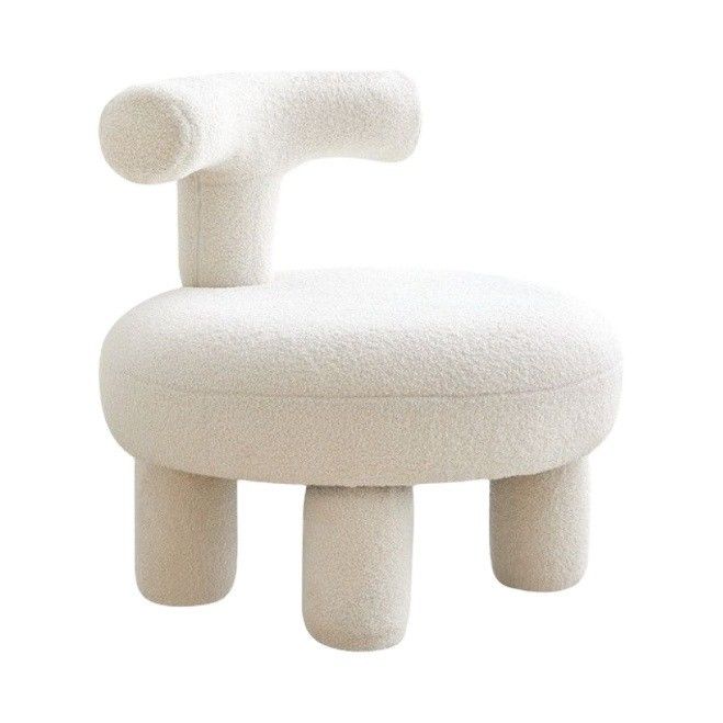 Solid Wood Dining Sofa Chair in Modern Nordic Lamb Wool Style for Waiting and Dining Room