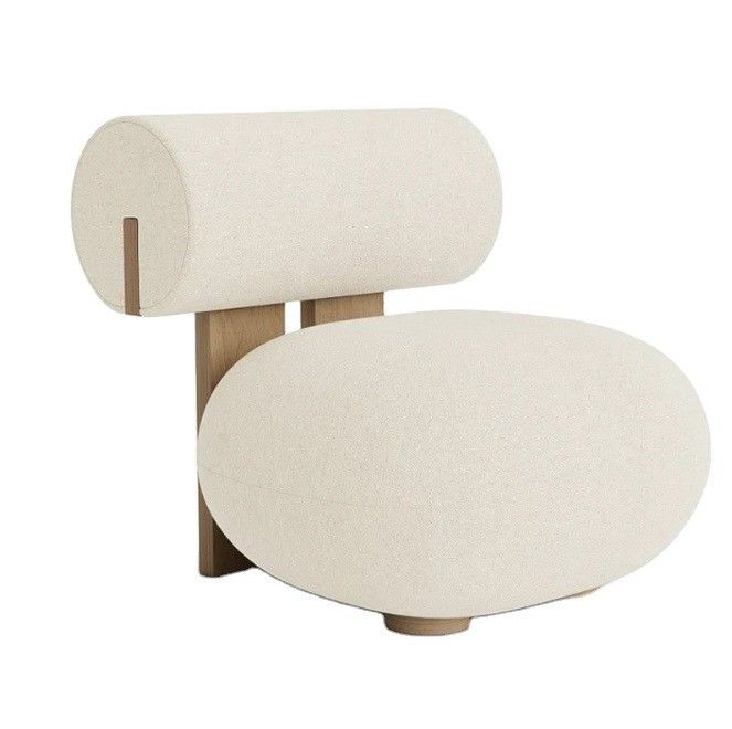 Living Room Chair With Wood Leg Creative Modern Wooden Leisure Style Lamb Wool Single Sofa Chair W70*D81*H71CM