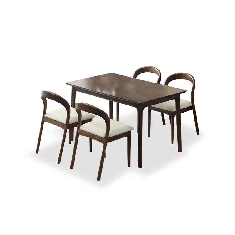 Modern Nordic Wood Dining Table And Chair Set With Rubber Wood Frame For Home Office