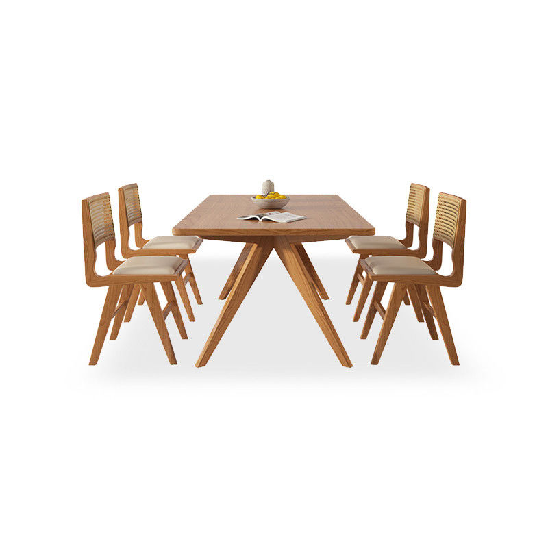 Hall Wood Solid Tables and Chairs for Restaurant Rectangular Wood Set of Dining Table in Modern Design