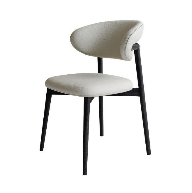 Modern Nordic Dining Chair in Solid Wood and Luxury Leather PU Leather for Comfortable Dining Room