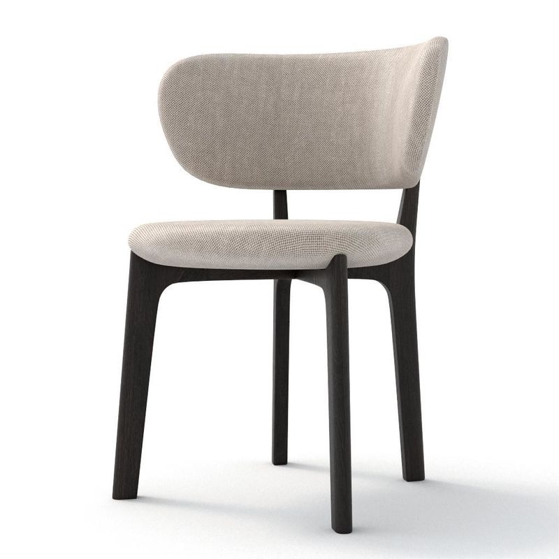 Fabric/Foam Sponge Dining Modern Chair in Solid Wood Cream Style for Minimalist Dining Room Furniture