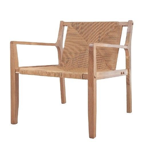 Natural Design Oak Wood Woven Cord Armrest Sofa Chairs for Kitchen Solid Wood Furniture in Kitchen Style