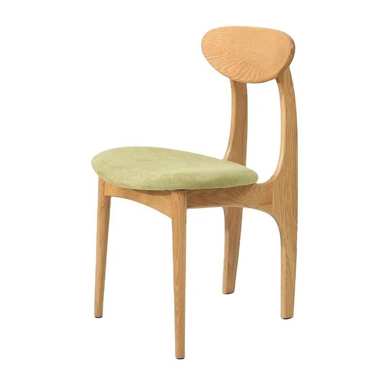 Nature Color Solid Wood Frame Nordic Style PU/Fabric Leather Upholstered Wooden Dining Chair for Modern Restaurant Sale