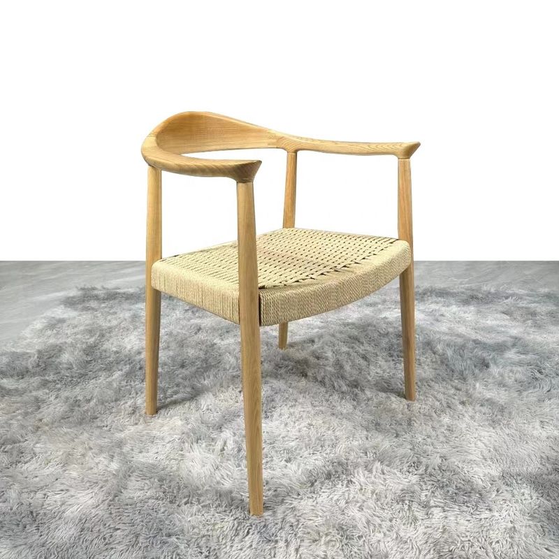 Solid Wood Lift Chair Modern Dining Arm Chair with Durable Rope Seat and Lift Function