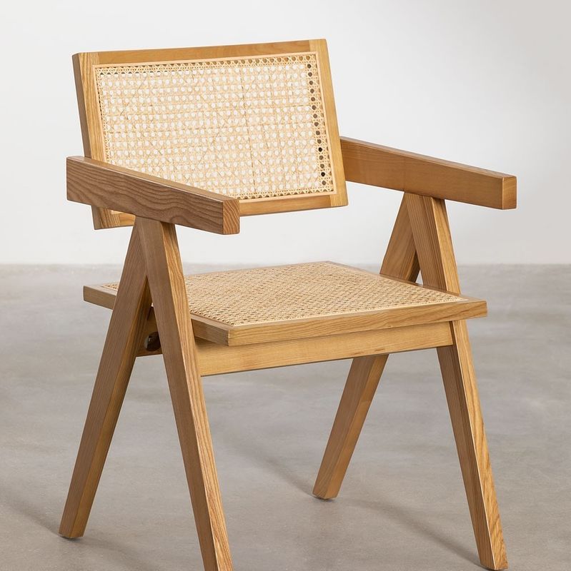 Foldable Natural Rattan Dining Chair for Events and Home Furniture Modern Ash Wood