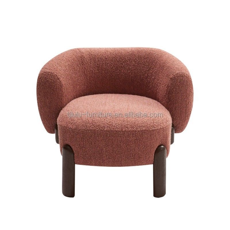 NO Folded Nordic Lounge Leisure Wood Sofa Chair in Natural/Walnut Color with Cushion