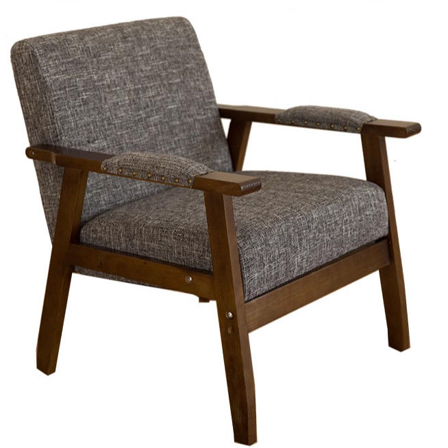 Modern Design Soft Seat Chair for Living Room and Hotel W65*D59*H75CM Solid Wood Fabric Wooden Sofa Chair