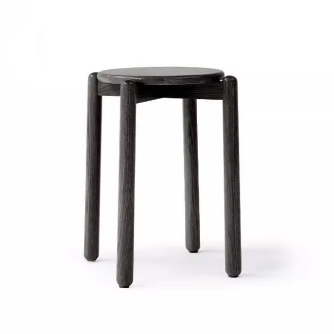 Stackable Wood Stool Solid Wood Dining Chair Simply Designed with Oak Wood Cover Material