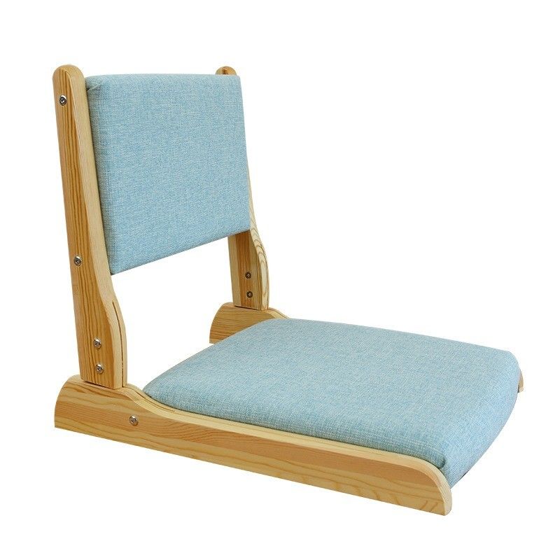 Modern Style Living Room Chair Japanese Tatami Wood Legless Floor Tea Chair with Back Support Solid Wood Floor Chair