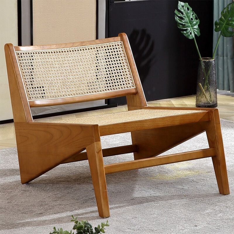 Living Room Chair Design Classical Solid Wood Rattan Chair for Nordic Lounge and Contemporary Furniture
