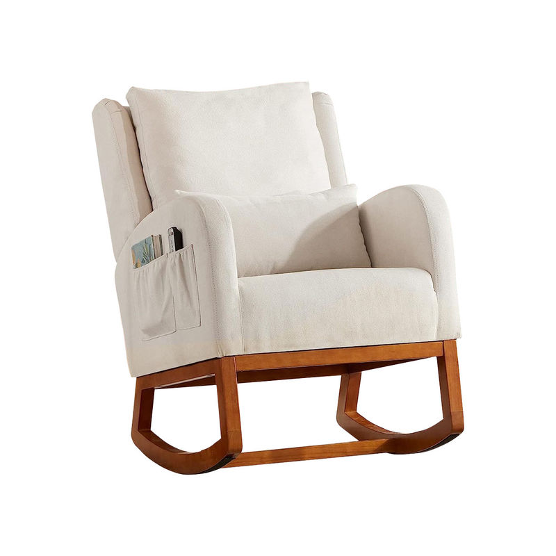 Nordic Fabric Minimalist Cafe Wooden Lounge Chair Accent Leisure Chairs Armchair Home Office Furniture Single Sofa Chair