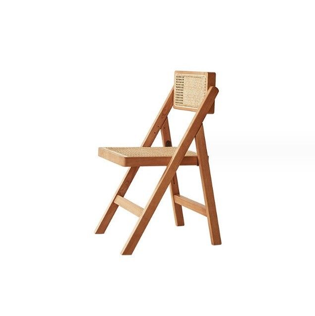 Modern Brown Wooden Wedding Chair Folding Rattan Seat for Office Dining and Weddings in Natural Style