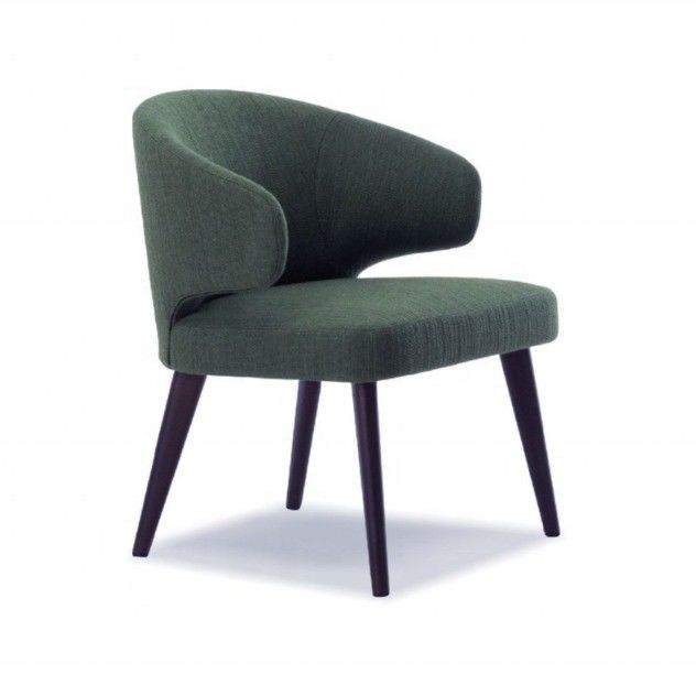 OEM Yes Dining Room Wooden Legs Velvet Armchair Single Seat Wing Backrest Dining Chairs for Luxury Restaurant Furniture