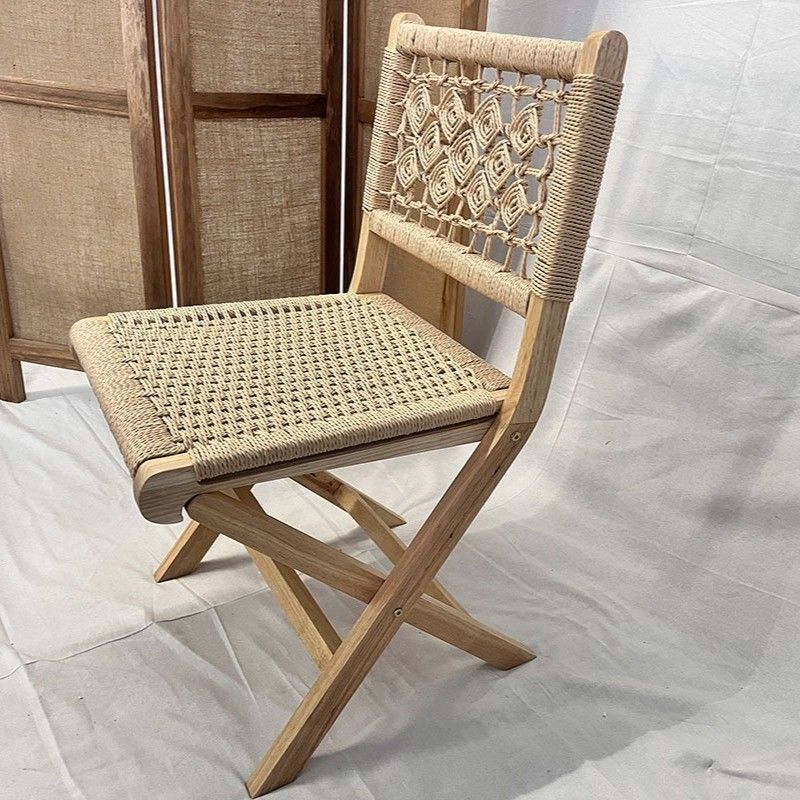 Classical Woven Rope Cord Nordic Lounge Chair with Customized Designs Solid Wood